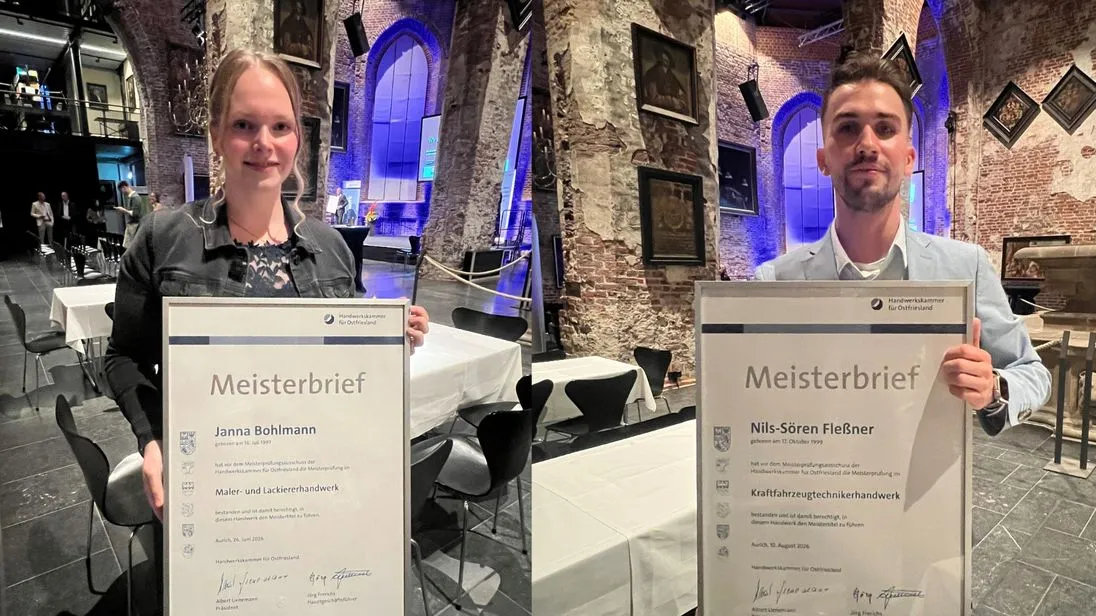 Meisterin Janna Bohlmann und Meister Nils-Sören Fleßner